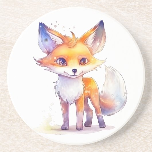 Cute Baby Fox Sandstone Onderzetter (Voorkant)