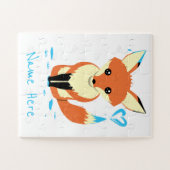 Cute Baby Fox schildert Blue Heart Name Puzzle Legpuzzel (Horizontaal)