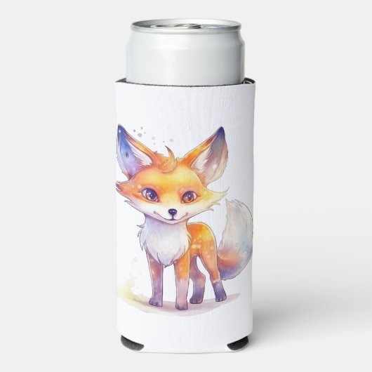 Cute Baby Fox Slim Koelbox Seltzer Blikjeskoeler (Seltzer Achterkant)