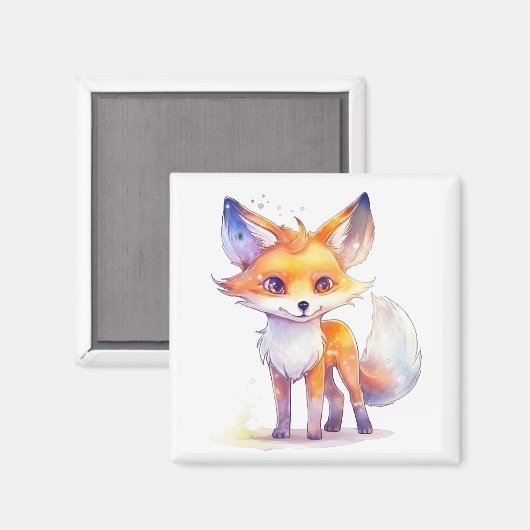 Cute Baby Fox Square Magnet (Voorkant / Achterkant)