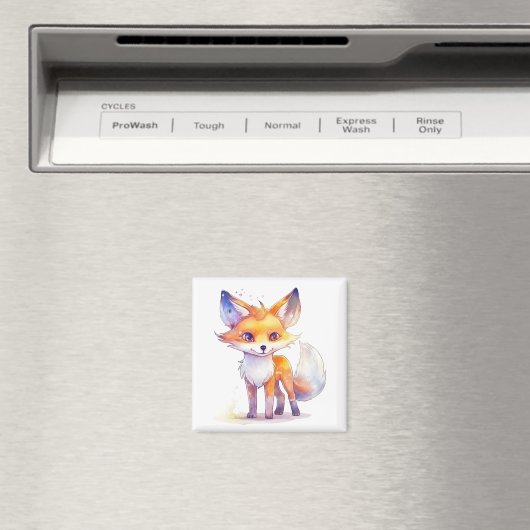 Cute Baby Fox Square Magnet (Insitu (Vaatwasser))