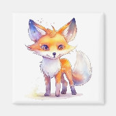 Cute Baby Fox Square Magnet (Voorkant)