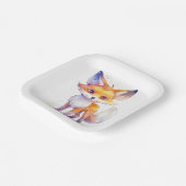 Cute Baby Fox Square Paper Borden Papieren Bordje (Gebogen)