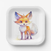 Cute Baby Fox Square Paper Borden Papieren Bordje (Voorkant)