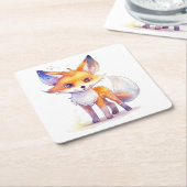 Cute Baby Fox Square Paper Onderzetter (Schuin)
