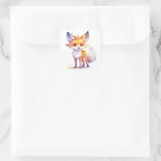 Cute Baby Fox Square Stickers (Tas)