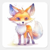 Cute Baby Fox Square Stickers (Voorkant)