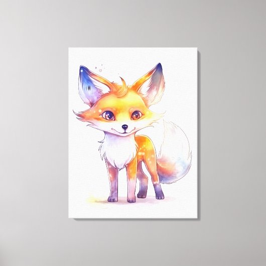 Cute Baby Fox Stretched Canvas Print (Voorkant)
