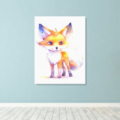 Cute Baby Fox Stretched Canvas Print (Insitu (Houten vloer))