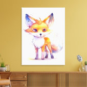Cute Baby Fox Stretched Canvas Print (Insitu (Woonkamer))