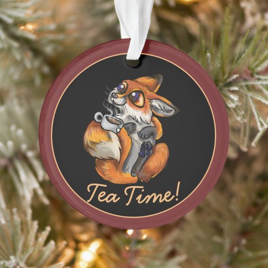 Cute Baby Fox Tea Time! Ornament (Boom)