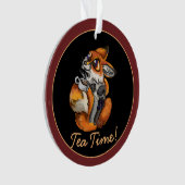 Cute Baby Fox Tea Time! Ornament (voorkant)