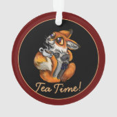 Cute Baby Fox Tea Time! Ornament (achterkant)
