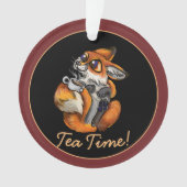 Cute Baby Fox Tea Time! Ornament (voorkant)