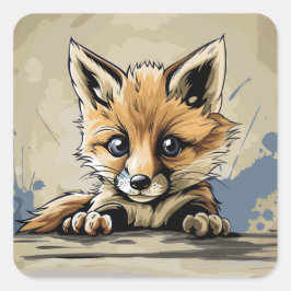 Cute baby fox vierkante sticker