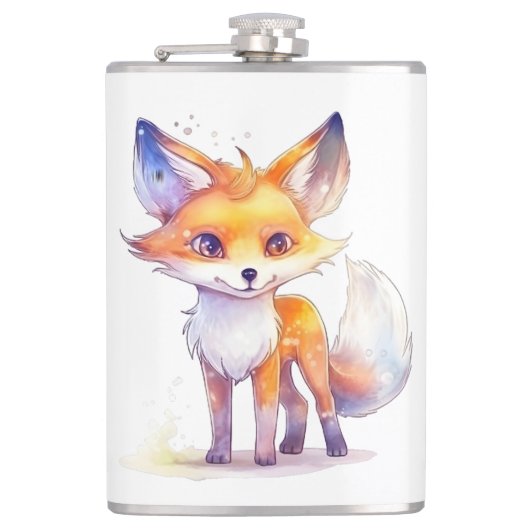 Cute Baby Fox Vinyl Wrapped Flask Heupfles (Voorkant)