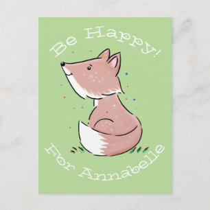 Cute baby fox waterverf cartoon illustratie briefkaart