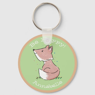 Cute baby fox waterverf illustratie sleutelhanger