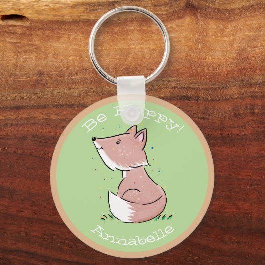 Cute baby fox waterverf illustratie sleutelhanger (Voorkant)