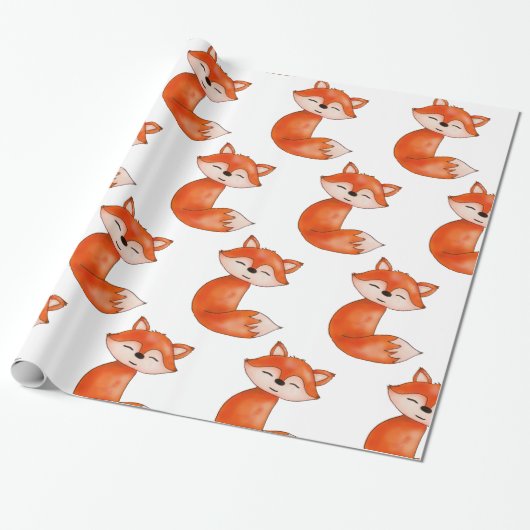 Cute Baby Fox  | Woodland Animal Cadeaupapier (Uitgerold)