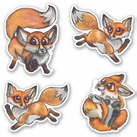 Cute baby Foxes Sticker (Voorkant)