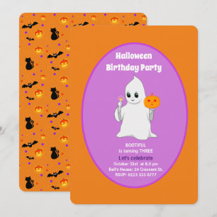 Cute Baby Geest Halloween Verjaardagsuitnodiging Kaart