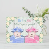 Cute Baby Gender onthullen partijbaby's in dozen Kaart (Staand voorkant)