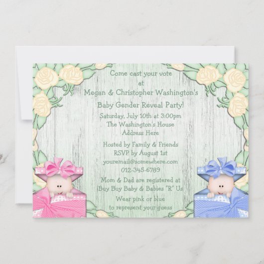 Cute Baby Gender onthullen partijbaby's in dozen Kaart (Achterkant)