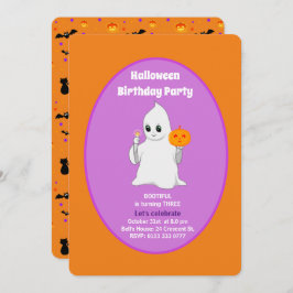 Cute Baby Ghost Halloween Birthday Invitation Kaart