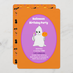 Cute Baby Ghost Halloween Birthday Invitation Kaart
