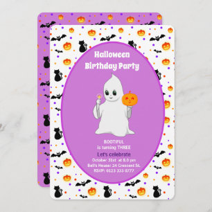 Cute Baby Ghost Halloween Birthday Invitation Kaart