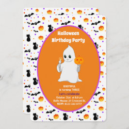 Cute Baby Ghost Halloween Birthday Invitation Kaart