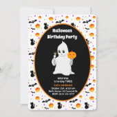 Cute Baby Ghost Halloween Birthday Invitation Kaart (Voorkant)