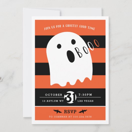 Cute Baby Ghost Halloween Party Kaart (Voorkant)