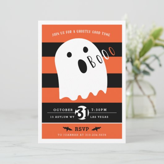 Cute Baby Ghost Halloween Party Kaart (Staand voorkant)