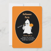 Cute Baby Ghost & Pumpkin Halloween Invitation Kaart (Voorkant)