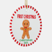 Cute Baby GingerbrooBoy Foto eerste kerstmis Keramisch Ornament (Rechts)