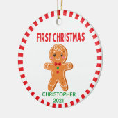 Cute Baby GingerbrooBoy Foto eerste kerstmis Keramisch Ornament (Links)