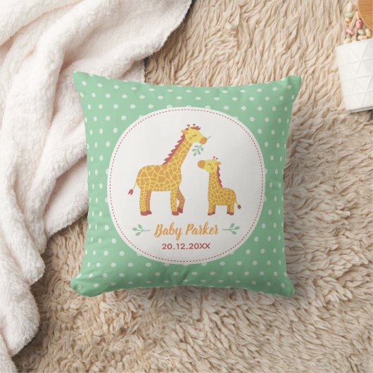 Cute Baby Giraffe and Mum, Nursery Personalized Kussen (Deken)