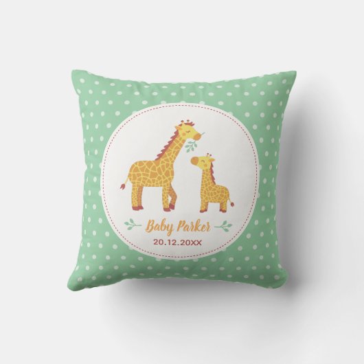 Cute Baby Giraffe and Mum, Nursery Personalized Kussen (Achterkant)