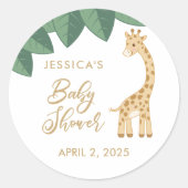Cute baby giraffe baby shower bevoordeelt stickers (Voorkant)