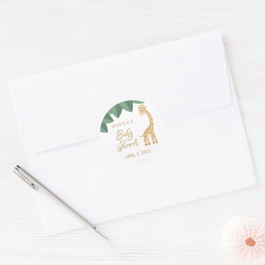 Cute baby giraffe baby shower bevoordeelt stickers (Envelop)