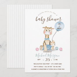 Cute baby-giraffe ballonstrepen baby shower in kaart