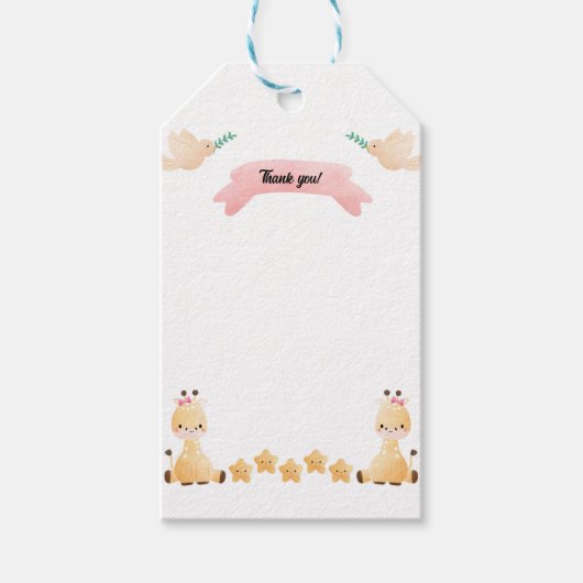 Cute Baby Giraffe Bedankt Label Cadeaulabel (Voorkant)