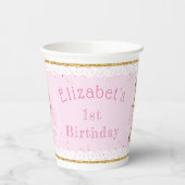 Cute Baby Giraffe Birthday Paper cup Papieren Bekers (Links)