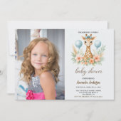 Cute Baby Giraffe Boy Baby Shower | Blue Safari Kaart (Voorkant)