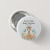 Cute Baby Giraffe Boy Baby Shower | Blue Safari Ronde Button 3,2 Cm (Voorkant /achterkant)
