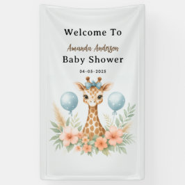 Cute Baby Giraffe Boy Baby Shower | Blue Safari Spandoek