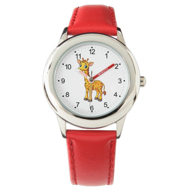 Cute Baby Giraffe Cartoon-35281 Horloge (Voorkant)