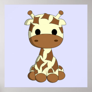 Cute baby giraffe cartoon kinderkamer poster